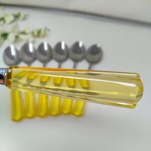 7X Tbsp Yellow Vtg Martha Stewart MSE Stainless Acrylic Flatware Lot TableSpoons
